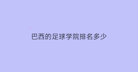 巴西的足球学院排名多少(巴西有名足球俱乐部)