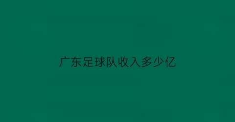 广东足球队收入多少亿(广东足球人口)