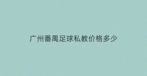 广州番禺足球私教价格多少(广州番禺足球私教价格多少钱)