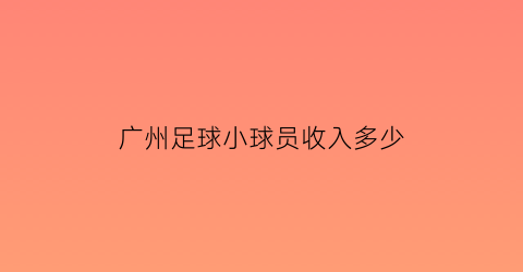 广州足球小球员收入多少(广州业余足球)