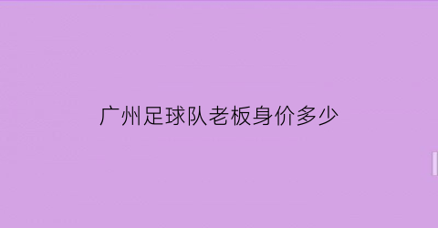 广州足球队老板身价多少(广州足球队老板身价多少亿)