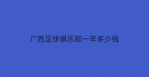 广西足球俱乐部一年多少钱(全广西最好的足球培训基地)