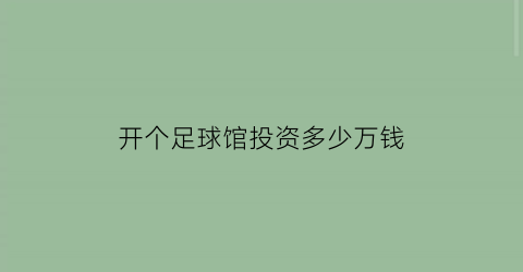 开个足球馆投资多少万钱(开个足球场要投资多少)