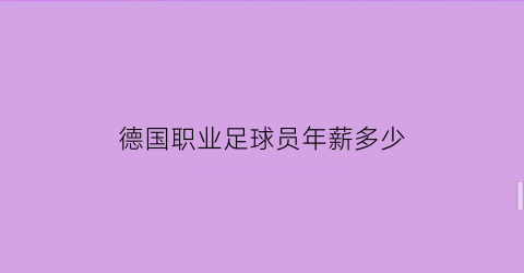 德国职业足球员年薪多少(德国足球队队员身价)