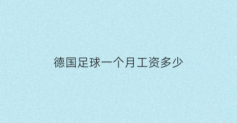 德国足球一个月工资多少(德国足球一个月工资多少钱)