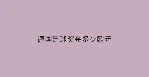 德国足球奖金多少欧元(德国足球奖金多少欧元一个)