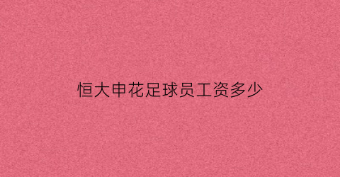 恒大申花足球员工资多少(恒大申花足球员工资多少)