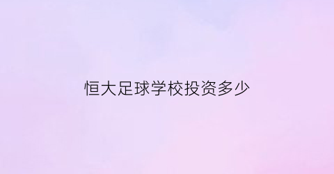 恒大足球学校投资多少(恒大足球学校投资多少亿)