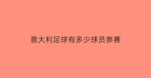 意大利足球有多少球员参赛(意大利有多少足球队)