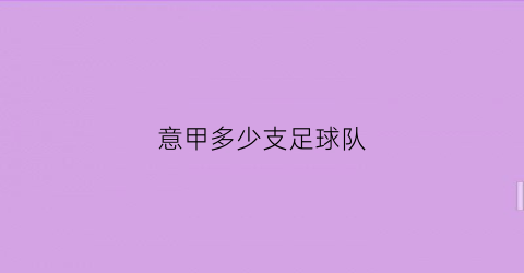 意甲多少支足球队