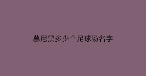 慕尼黑多少个足球场名字(慕尼黑有几家足球俱乐部)