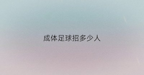 成体足球招多少人(成人足球训练营招生)