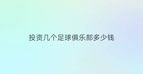 投资几个足球俱乐部多少钱(足球俱乐部投入)