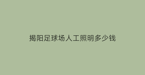 揭阳足球场人工照明多少钱