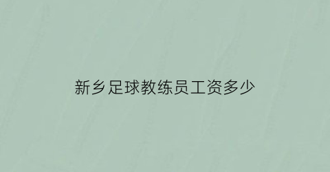 新乡足球教练员工资多少(新乡足球培训)