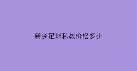 新乡足球私教价格多少