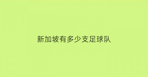 新加坡有多少支足球队(新加坡有多少支足球队组成)