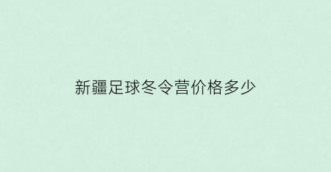 新疆足球冬令营价格多少