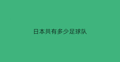 日本共有多少足球队