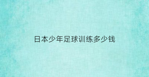 日本少年足球训练多少钱(日本青少年足球水平)