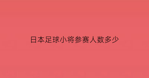 日本足球小将参赛人数多少