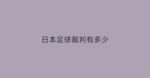 日本足球裁判有多少(日本足球裁判有多少人)