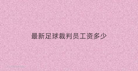 最新足球裁判员工资多少(最新足球裁判员工资多少钱)