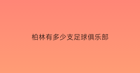 柏林有多少支足球俱乐部