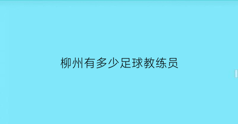 柳州有多少足球教练员(柳州足球特色学校)