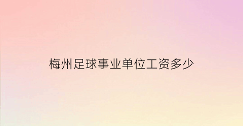 梅州足球事业单位工资多少(市级足球运动员工资)