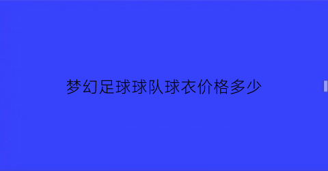 梦幻足球球队球衣价格多少