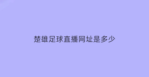 楚雄足球直播网址是多少(楚雄足球队)