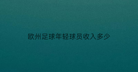 欧州足球年轻球员收入多少