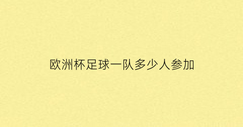 欧洲杯足球一队多少人参加