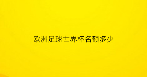 欧洲足球世界杯名额多少