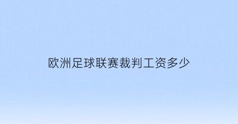 欧洲足球联赛裁判工资多少(欧洲足球联赛裁判工资多少啊)