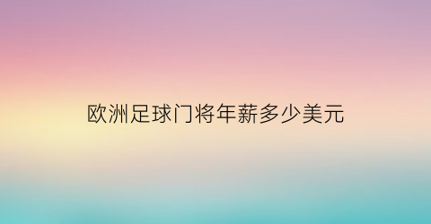 欧洲足球门将年薪多少美元