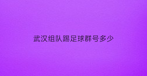 武汉组队踢足球群号多少(武汉找个业余足球队)