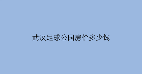 武汉足球公园房价多少钱