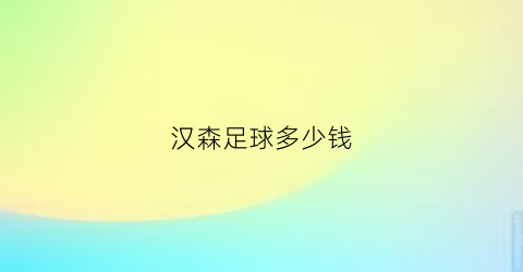 汉森足球多少钱(汉森足球训练场)