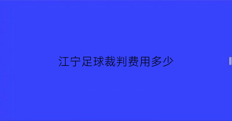 江宁足球裁判费用多少