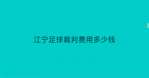 江宁足球裁判费用多少钱(南京市足球裁判证什么时候报名)