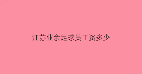 江苏业余足球员工资多少(江苏足球队人员)