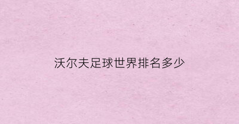 沃尔夫足球世界排名多少(沃尔夫斯堡足球队官网)