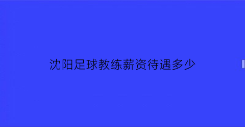 沈阳足球教练薪资待遇多少