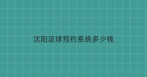 沈阳足球预约系统多少钱