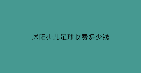 沭阳少儿足球收费多少钱