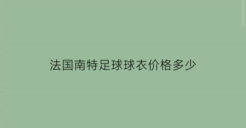 法国南特足球球衣价格多少