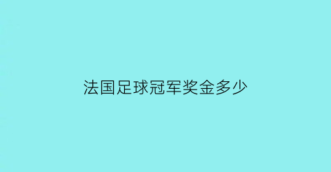 法国足球冠军奖金多少(足球法国队冠军)