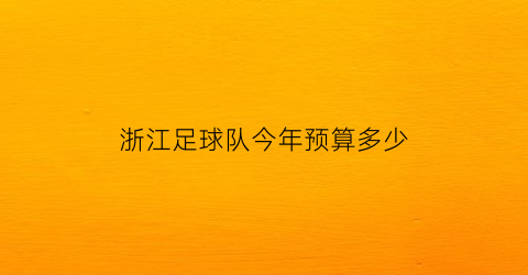 浙江足球队今年预算多少